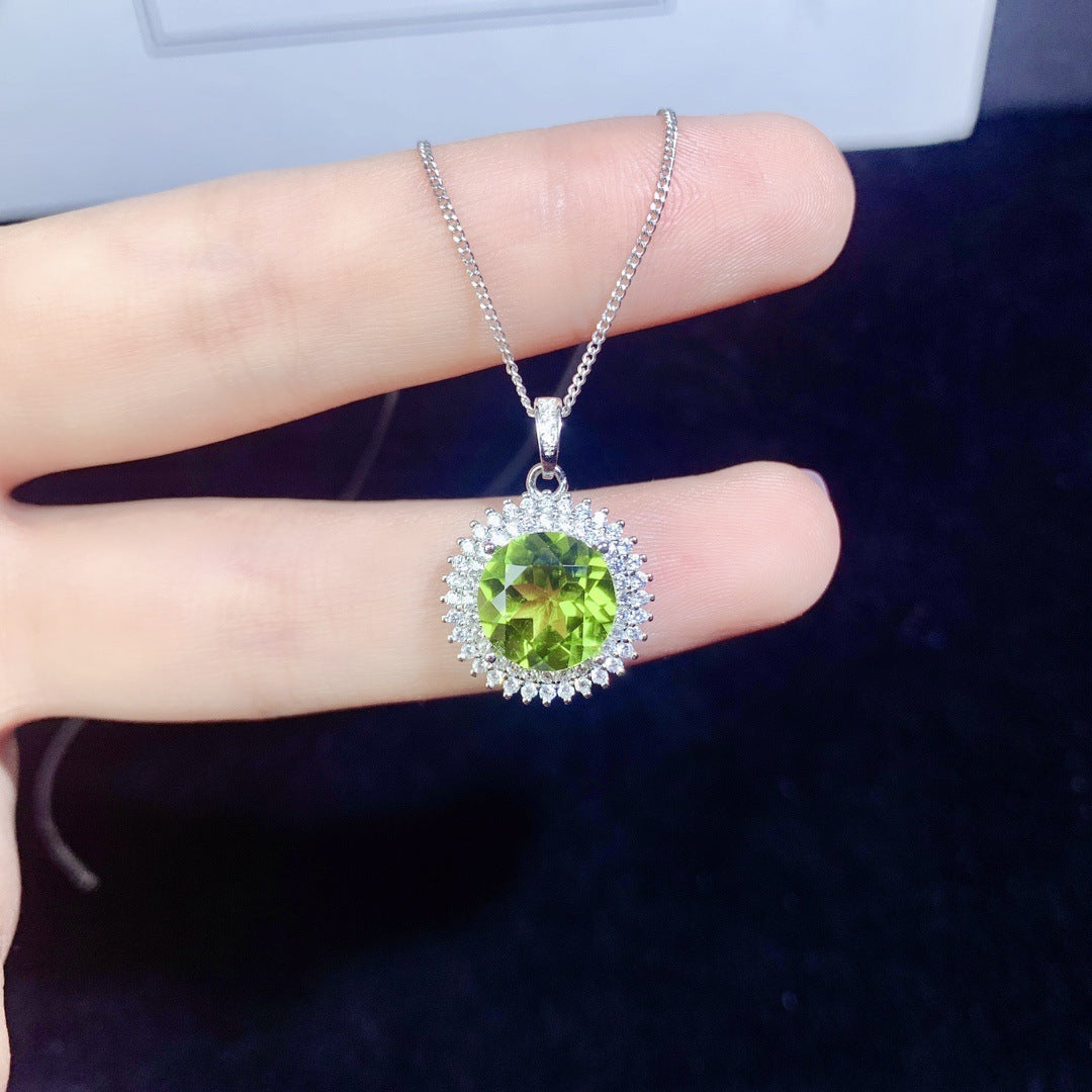 Natürlicher Olivin-Anhänger Silber Damen-Accessoires