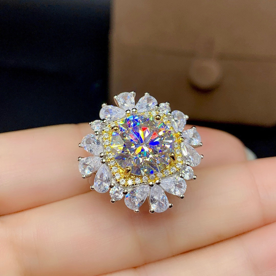 Moissan-Diamantring-Anhänger-Set für Damen