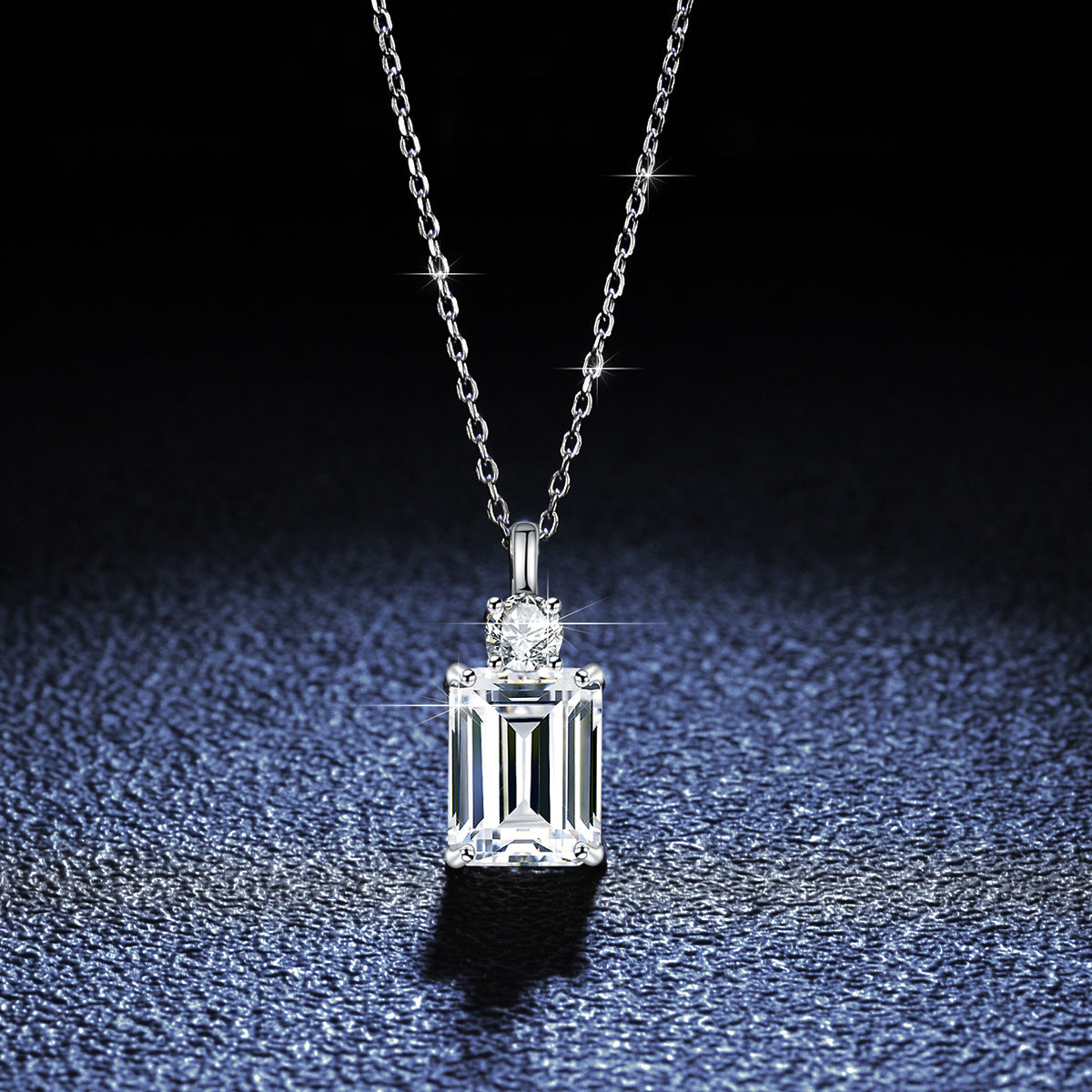 Smaragd Diamant Quadrat S925 Sterling Silber Halskette