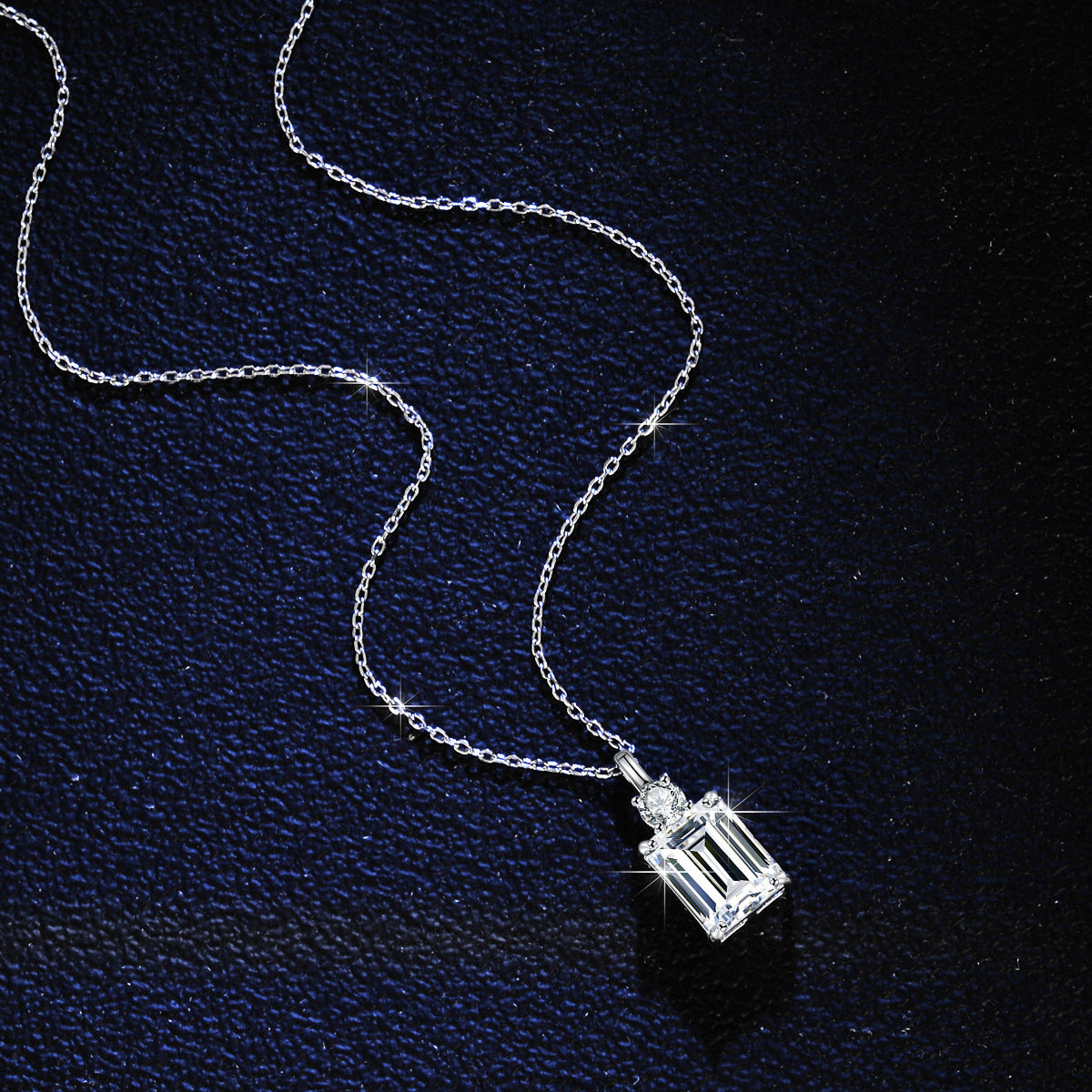 Smaragd Diamant Quadrat S925 Sterling Silber Halskette