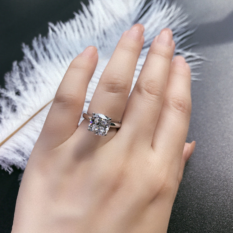 Schlichter Ehering 925 Sterling Silber Diamantring