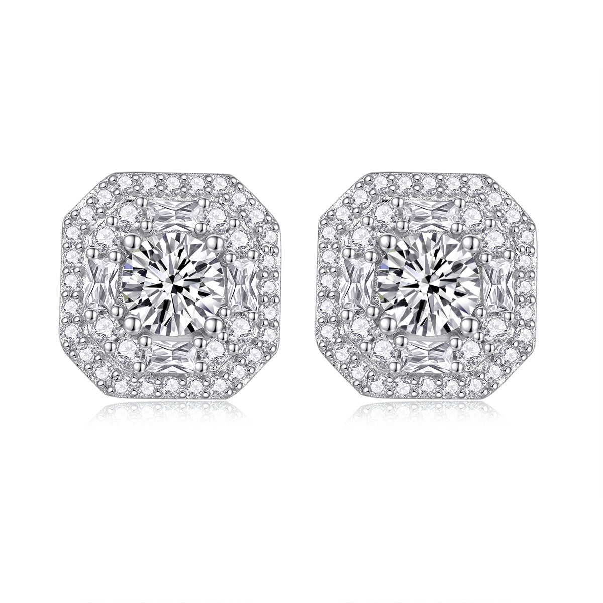 Großes Diamant-Set mit Moissanite-Silberohrringen, luxuriöse modische Diamant-Ohrstecker