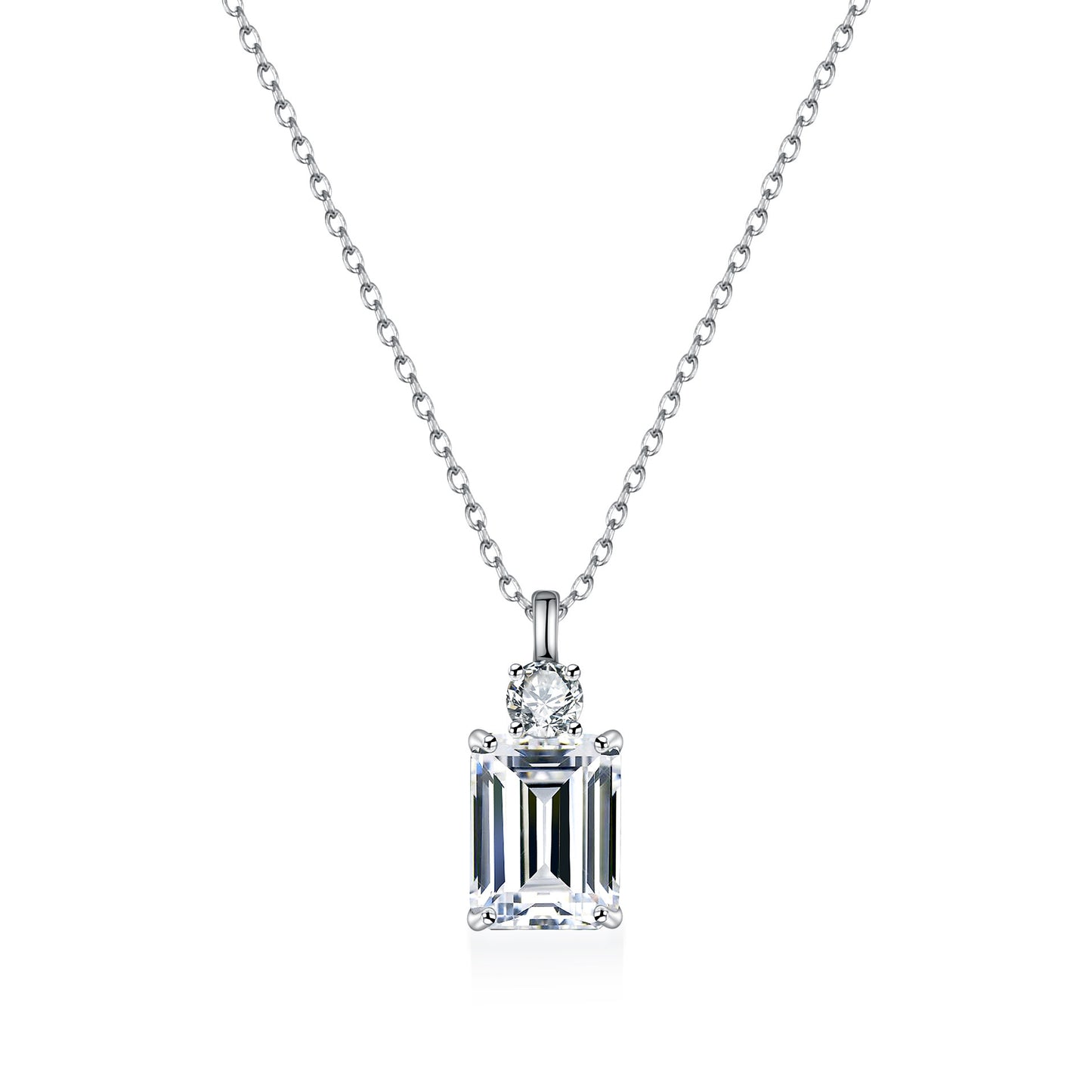 Smaragd Diamant Quadrat S925 Sterling Silber Halskette