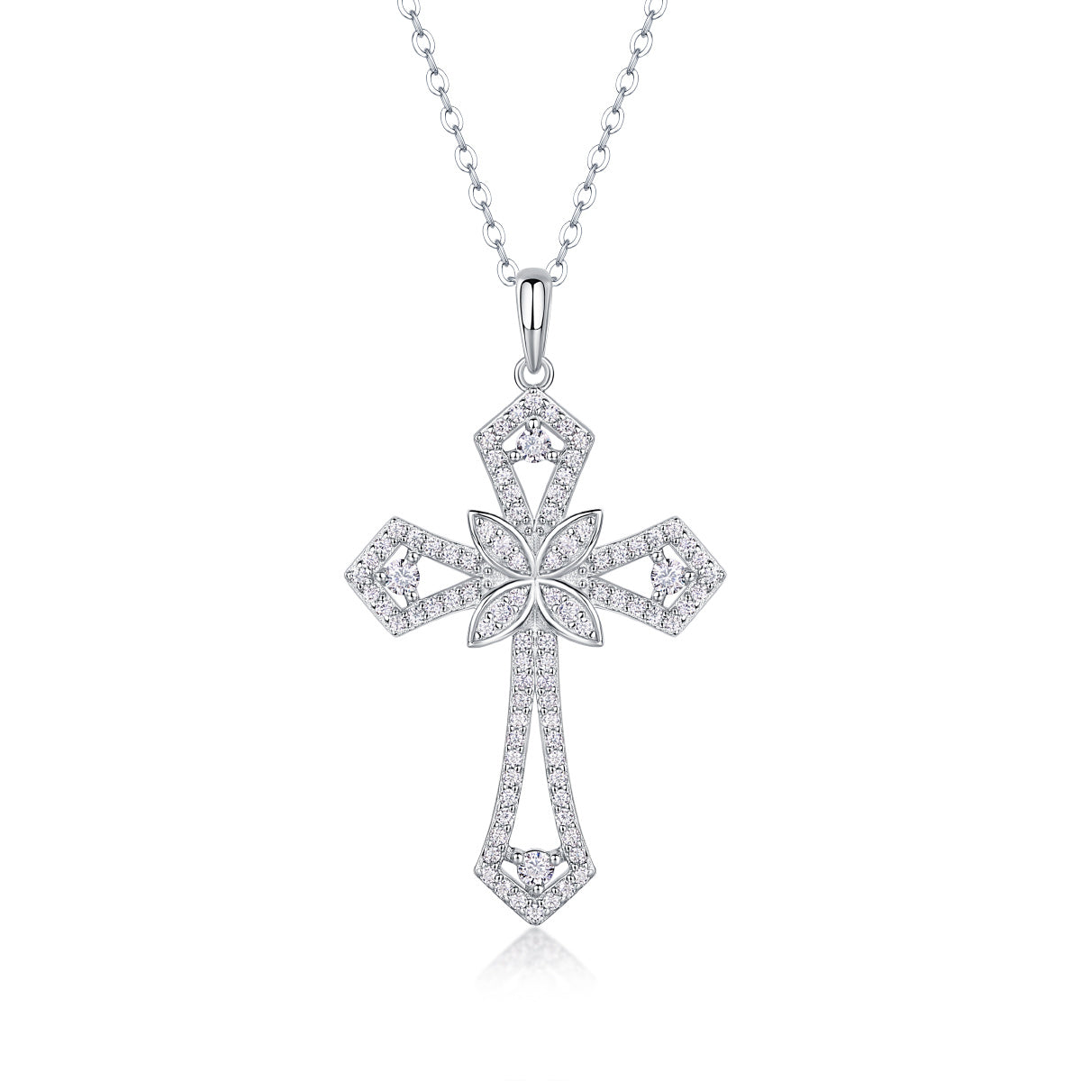 Backup Force Luxus-Halsketten-Set mit Diamantanhänger und Mosan-Diamanten in Silber