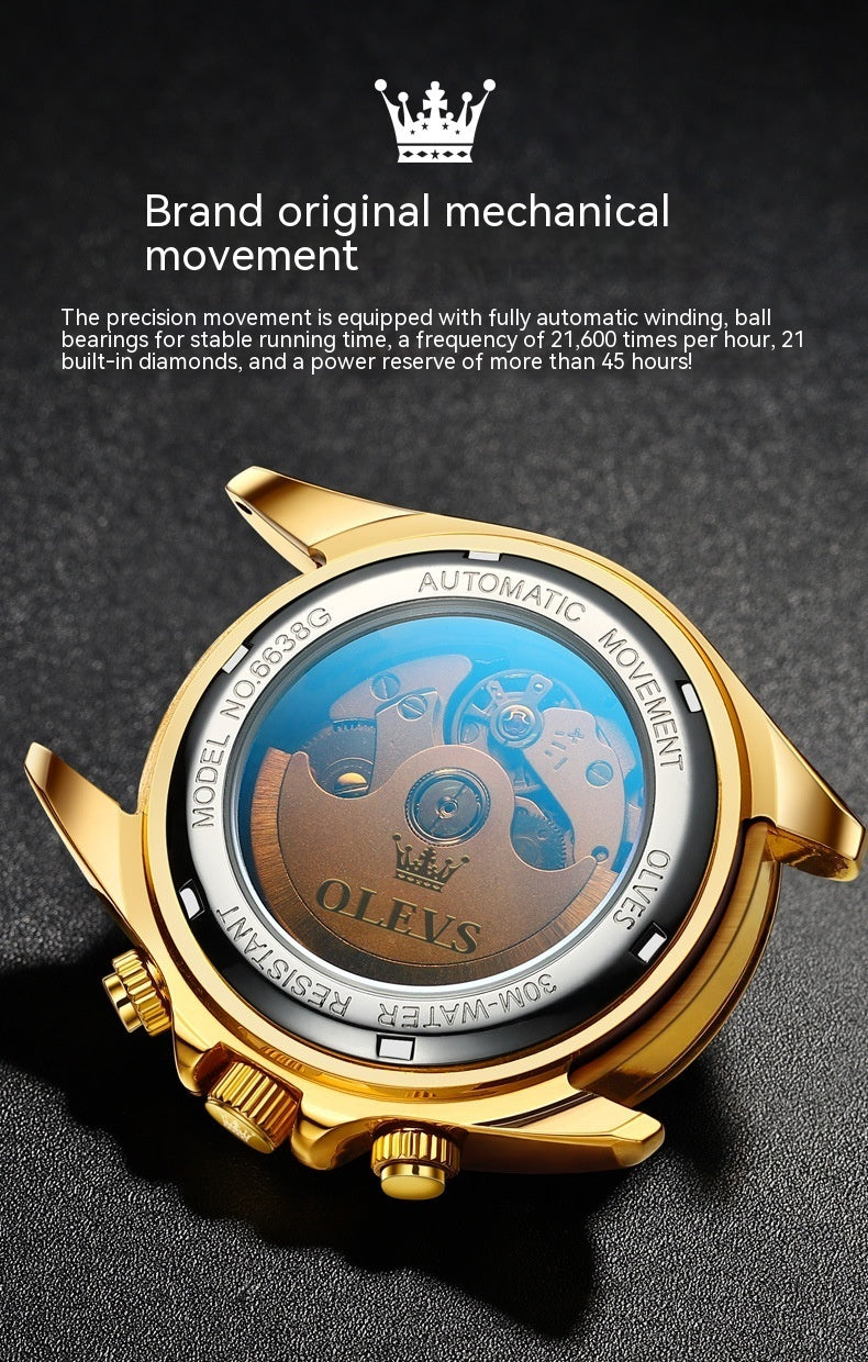 Leuchtende wasserdichte multifunktionale Herrenuhr