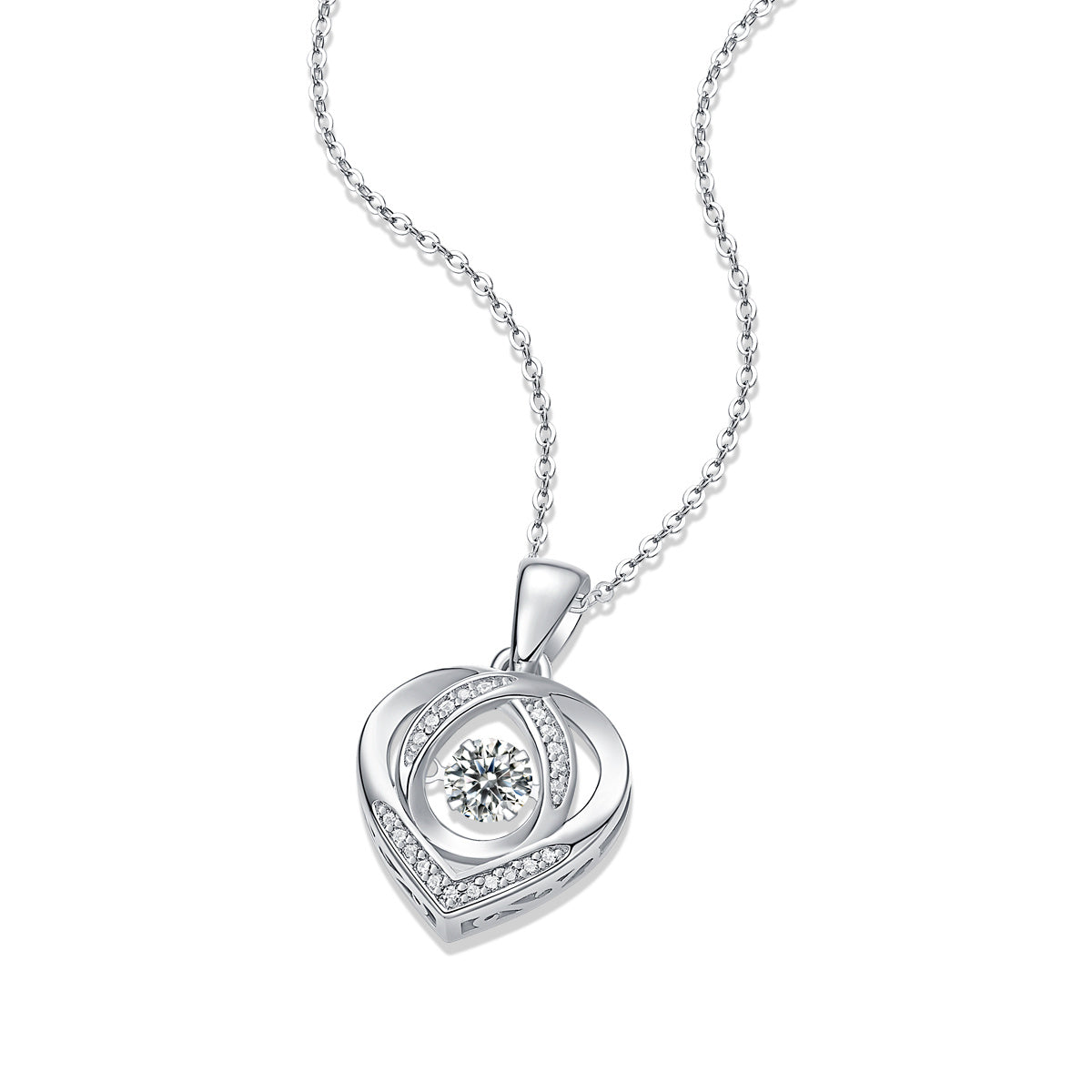 Herz, um Ihre luxuriöse Mode Diamant-Anhänger Halskette Set mit Mosan Diamant Silber Ornamente haben