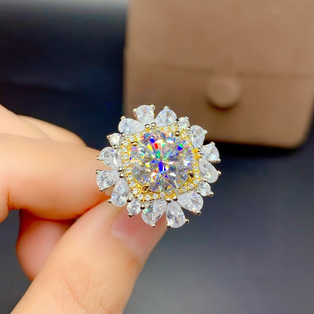 Moissan-Diamantring-Anhänger-Set für Damen