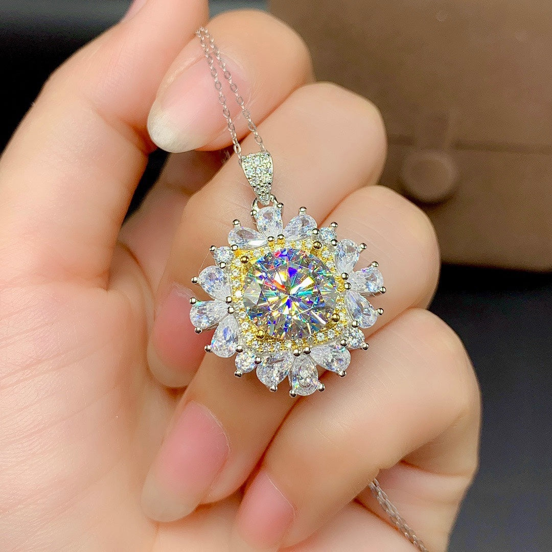 Moissan-Diamantring-Anhänger-Set für Damen