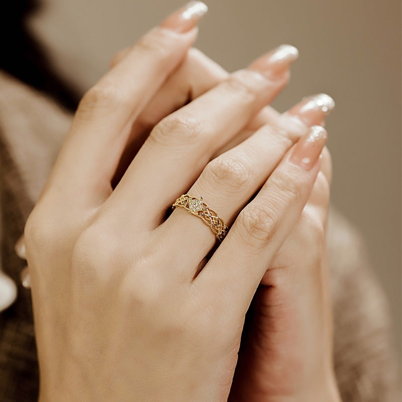 Reiner 18K Jinrege Light Luxury Wide Version Fashion Ring