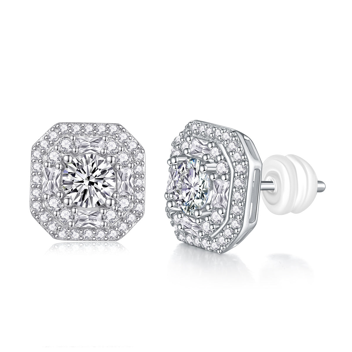 Großes Diamant-Set mit Moissanite-Silberohrringen, luxuriöse modische Diamant-Ohrstecker