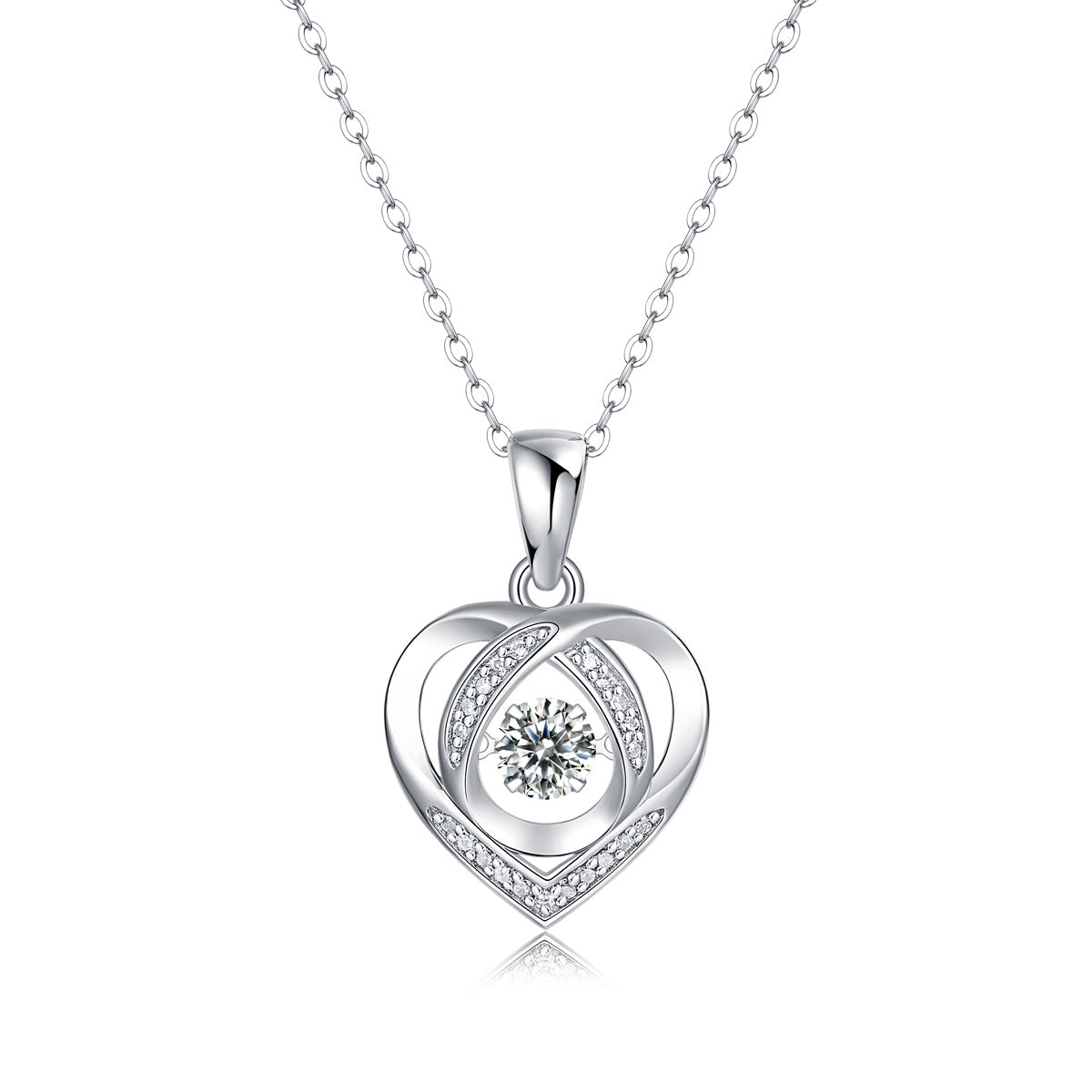 Herz, um Ihre luxuriöse Mode Diamant-Anhänger Halskette Set mit Mosan Diamant Silber Ornamente haben