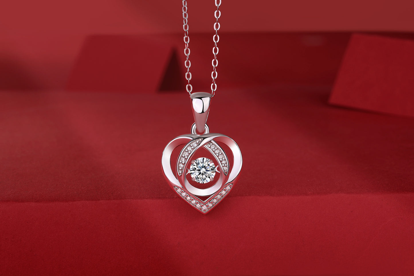Herz, um Ihre luxuriöse Mode Diamant-Anhänger Halskette Set mit Mosan Diamant Silber Ornamente haben
