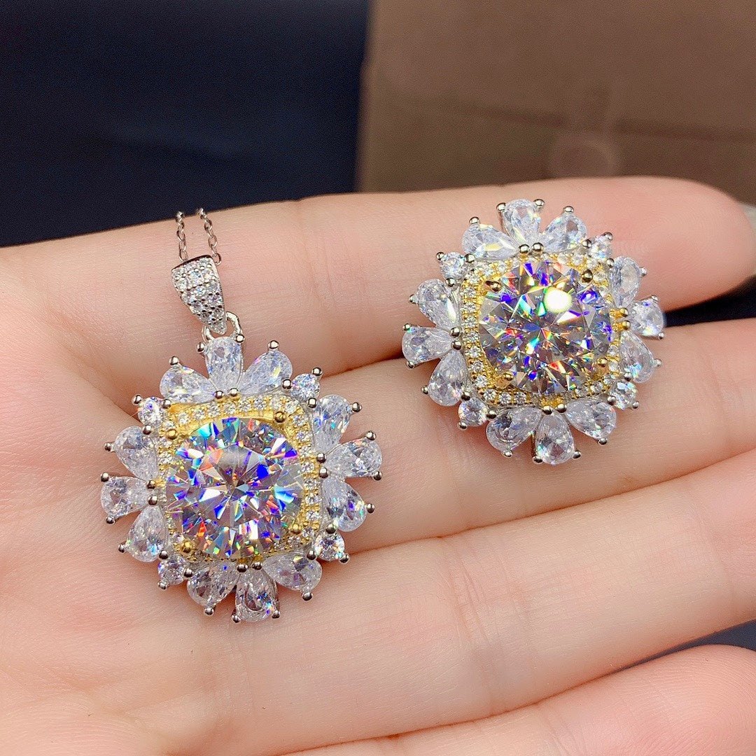 Moissan-Diamantring-Anhänger-Set für Damen