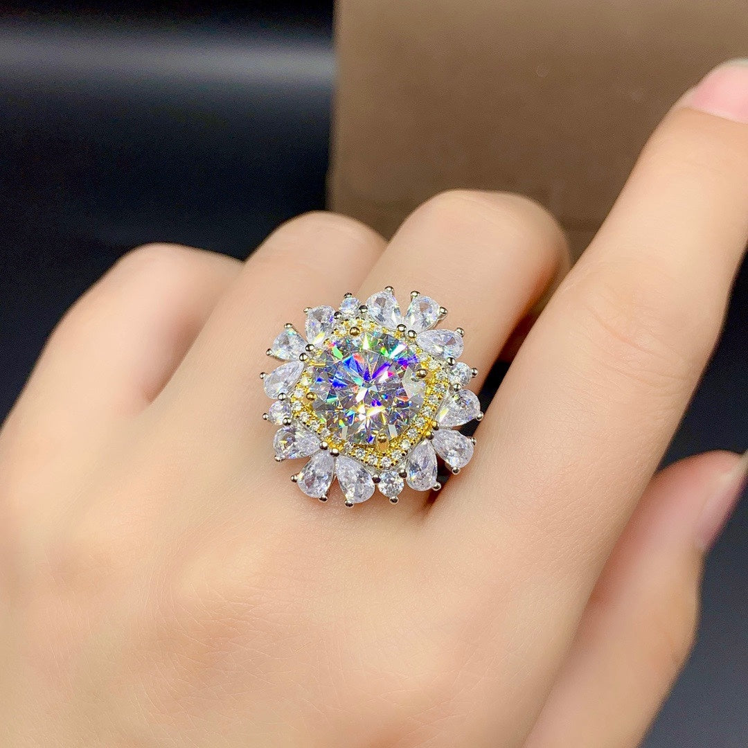 Moissan-Diamantring-Anhänger-Set für Damen