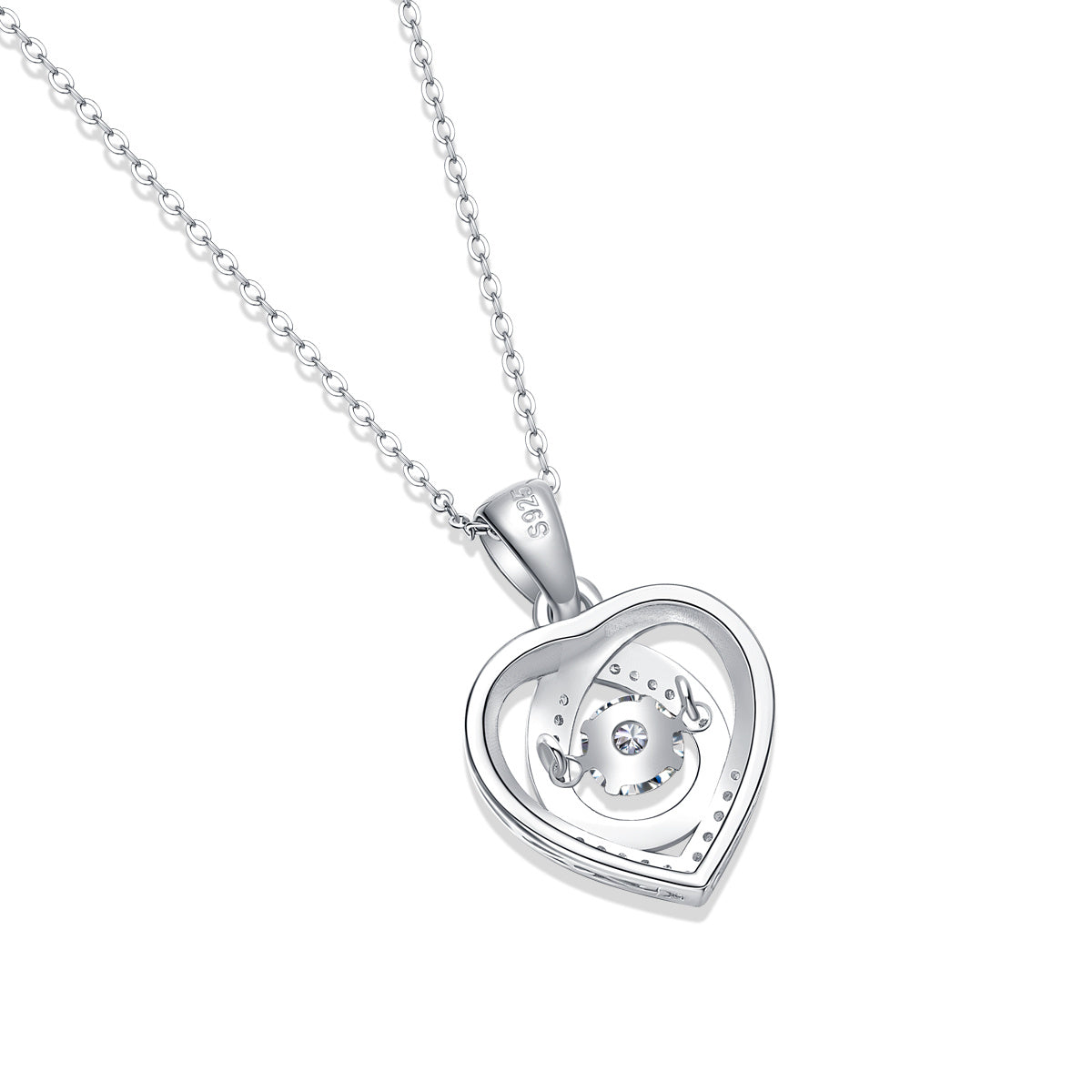 Herz, um Ihre luxuriöse Mode Diamant-Anhänger Halskette Set mit Mosan Diamant Silber Ornamente haben