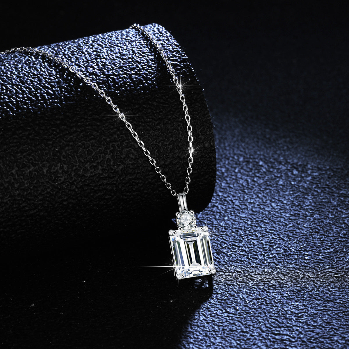 Smaragd Diamant Quadrat S925 Sterling Silber Halskette