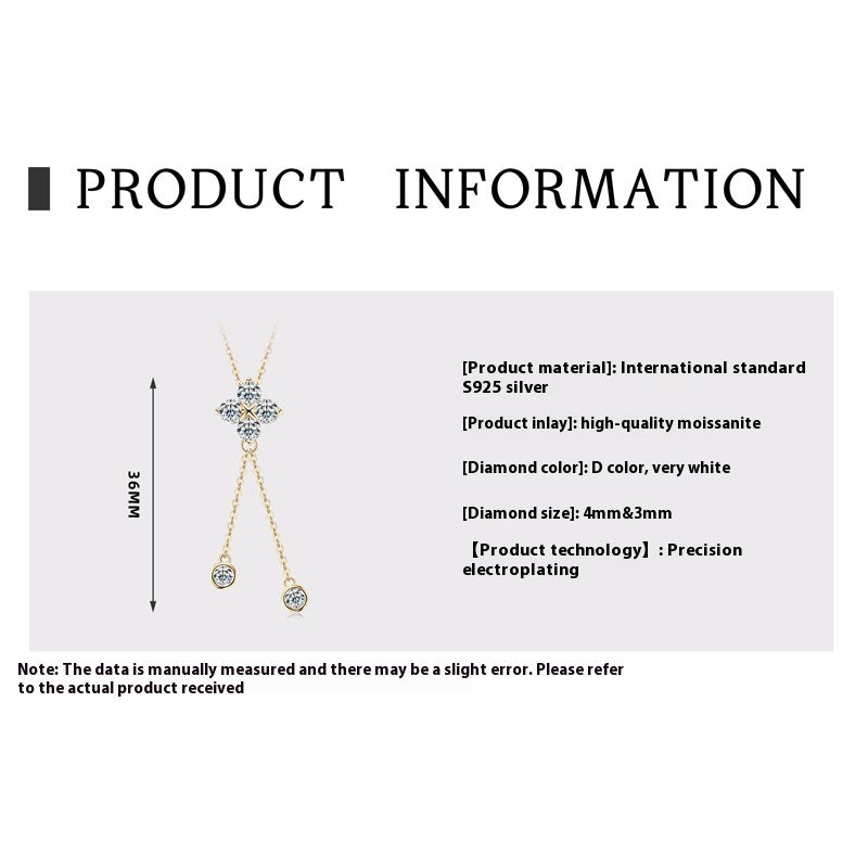 Women's Minority Simple Clover Tassel Pendant Necklace