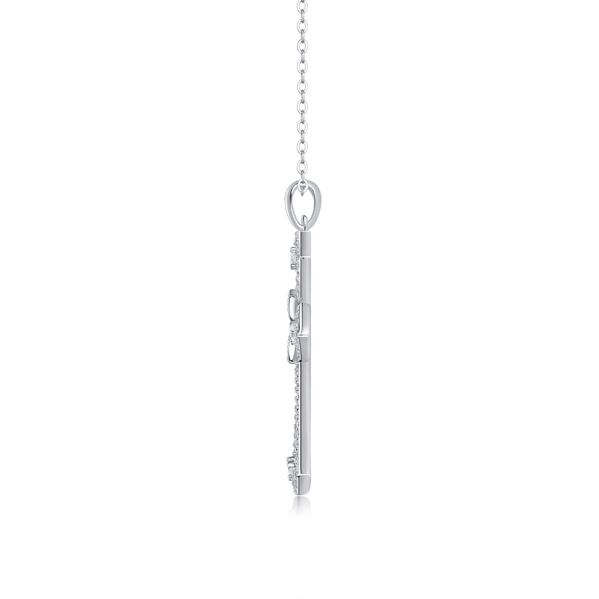 Backup Force Luxus-Halsketten-Set mit Diamantanhänger und Mosan-Diamanten in Silber