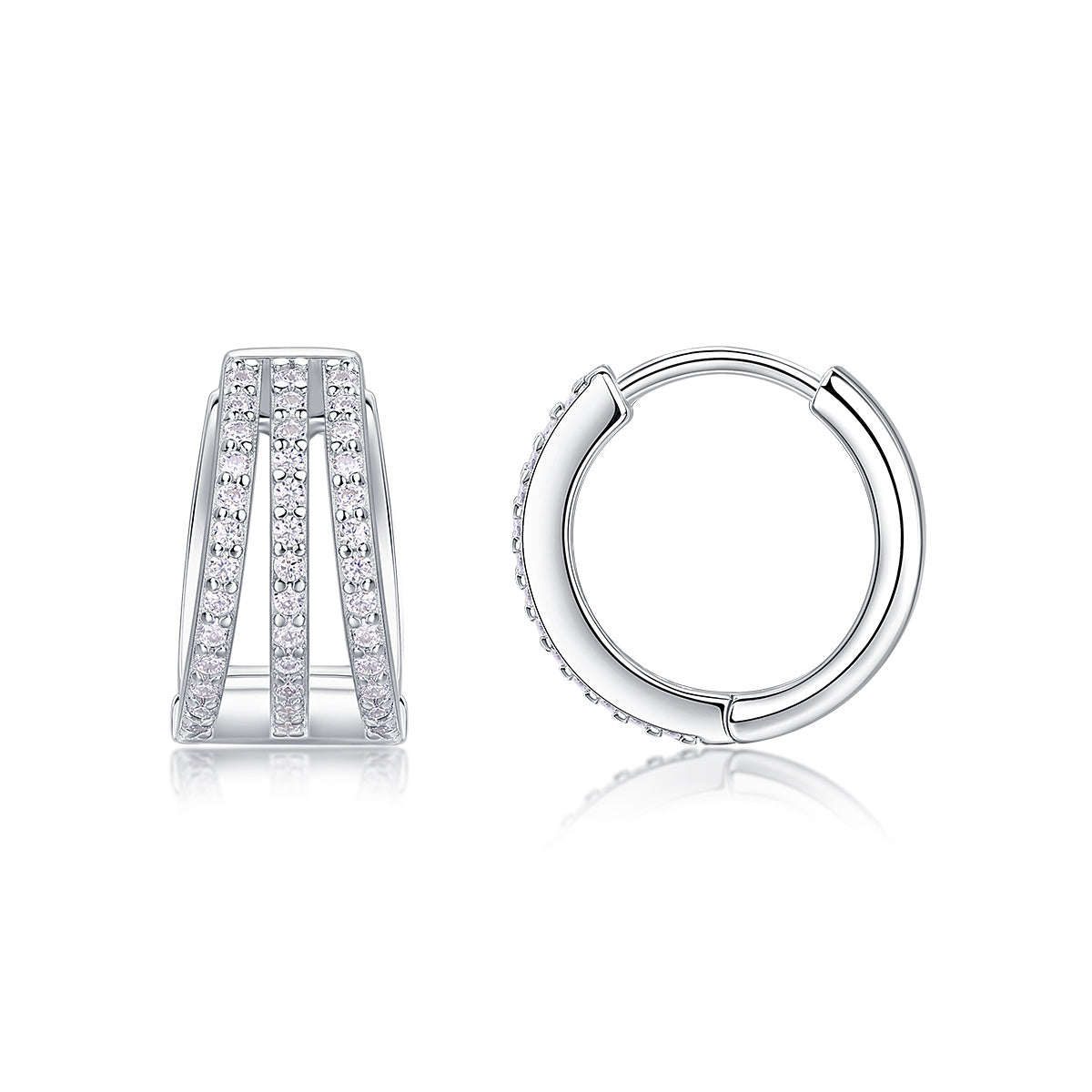 Human March Luxus Mode Diamant Ohrringe Ohrstecker mit Mosan Diamant Silber Schmuck 