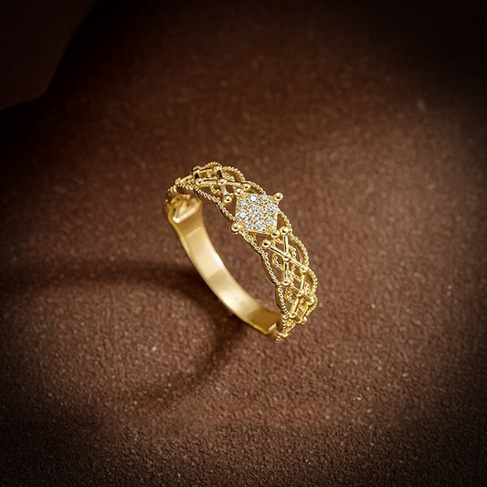 Reiner 18K Jinrege Light Luxury Wide Version Fashion Ring