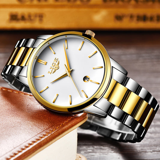 Herrenuhr mit drei Zeigern, wasserdicht, Quarzuhr