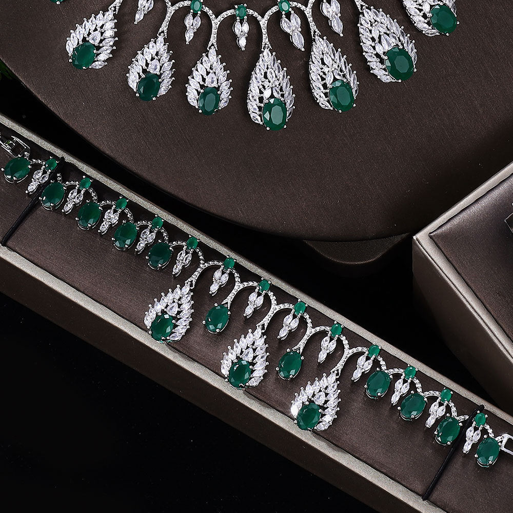 Glänzender Zirkon Brautschmuck Anzug Damenschmuck