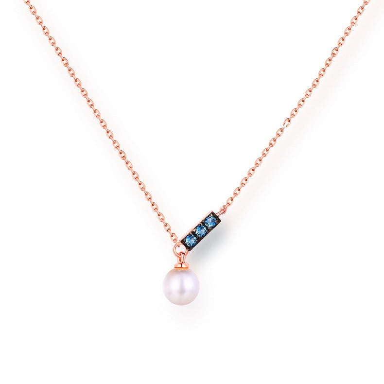 Joyería de oro rosa de 14 quilates, nuevo colgante de collar de perlas coreanas, oro que combina con todo, personalizado, simple y elegante, moda al por mayor