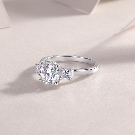 Großer Diamantring, luxuriöser Modeschmuck, Moissanit-Silberring 
