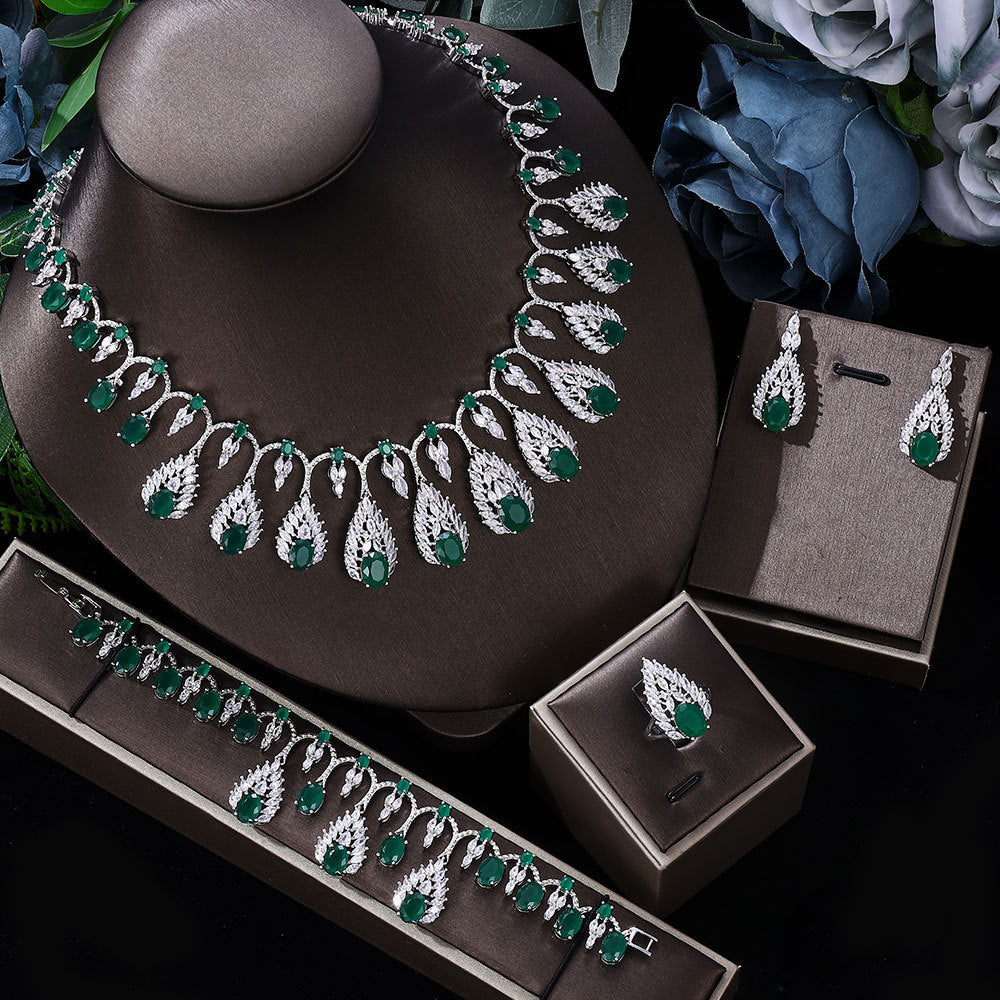 Glänzender Zirkon Brautschmuck Anzug Damenschmuck