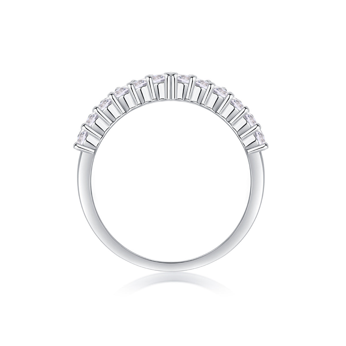 Anillo de diamantes con corona, lujoso y elegante anillo de plata con moissanita. 