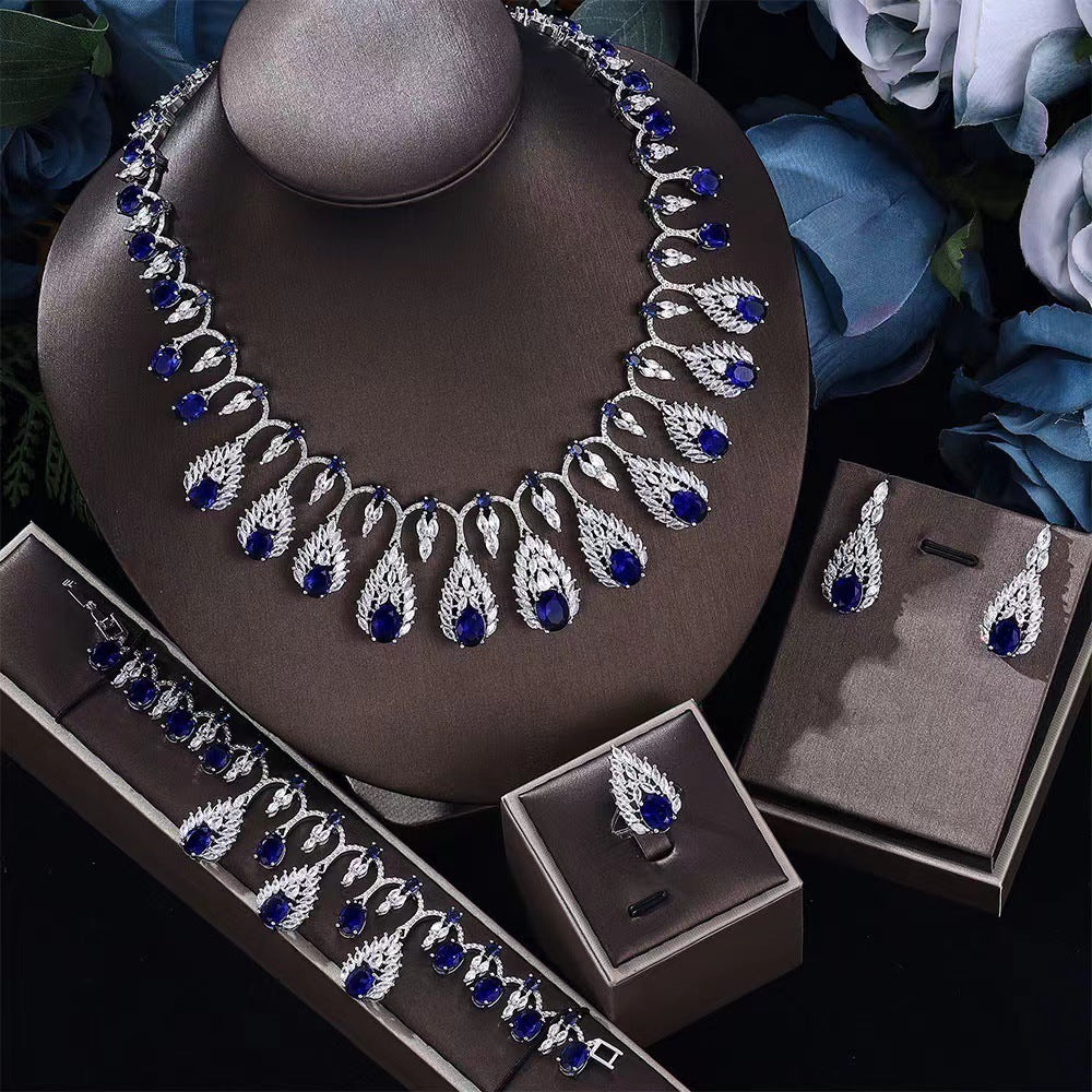 Glänzender Zirkon Brautschmuck Anzug Damenschmuck