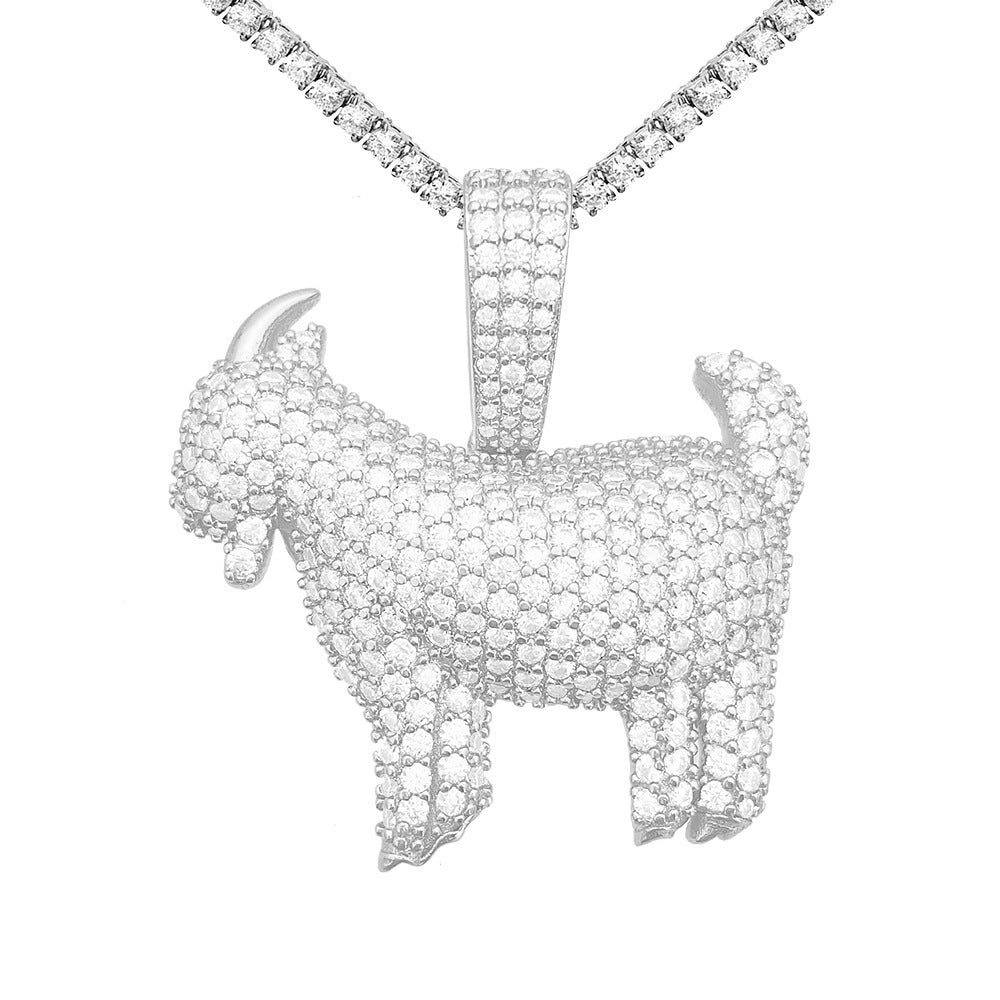 Sternzeichen Lamm Anhänger S925 Silber Inlay Moissanite