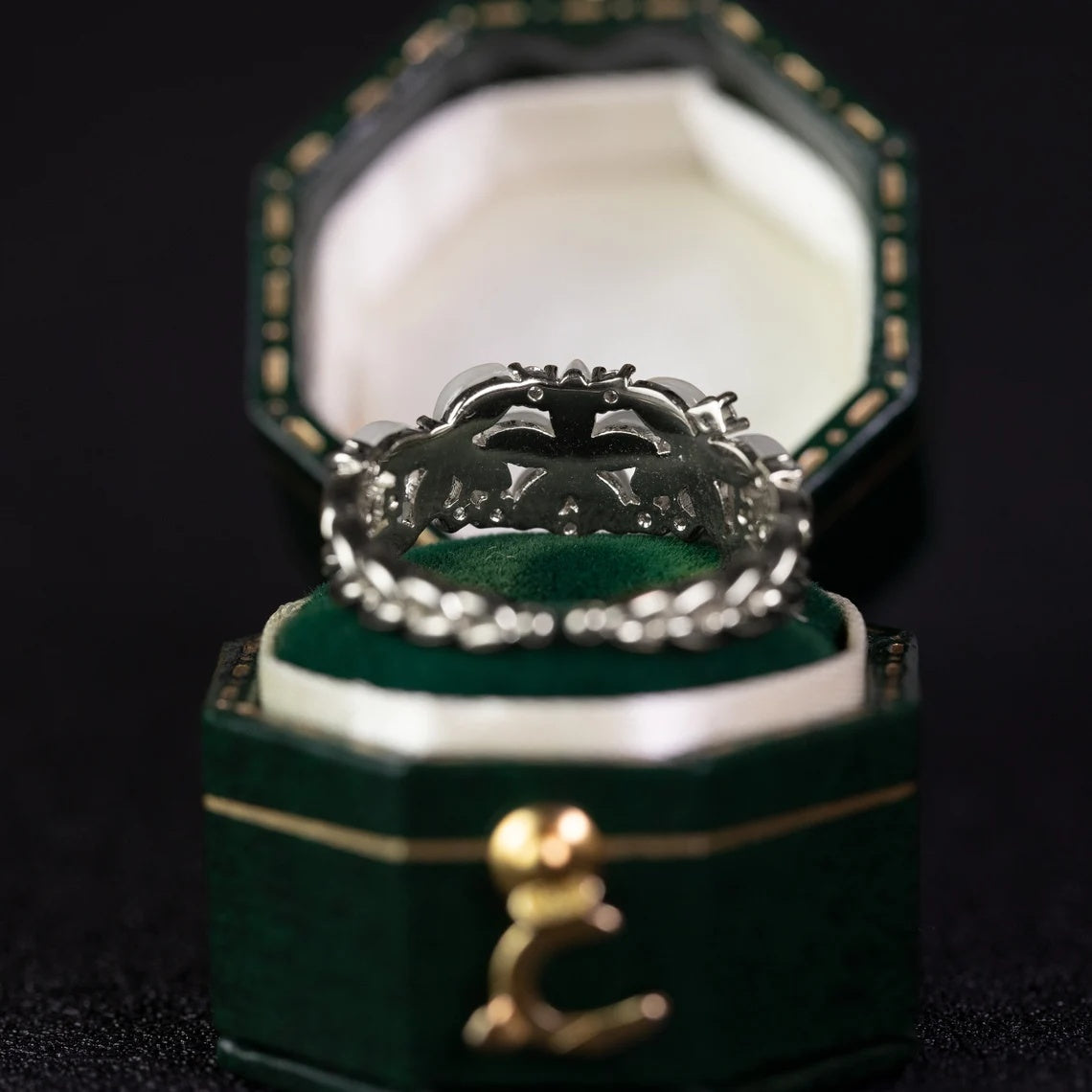 Floraler Ehering für Frauen 18K 14K Gold S925 Silber Diamantring