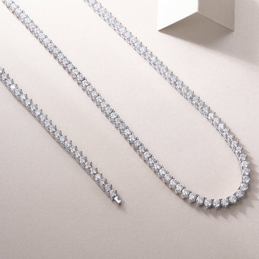 Solitude Luxus Mode Set Mosan Diamant S925 Silber Halskette Rivalisieren Natürliche Diamanten 