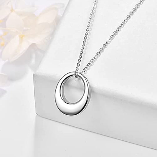 Ovale Asche-Halskette, Kremationsschmuck, Urnen-Halskette für Asche für Frauen, 925 Sterling Silber, Halskette für Urne, Asche, Andenken