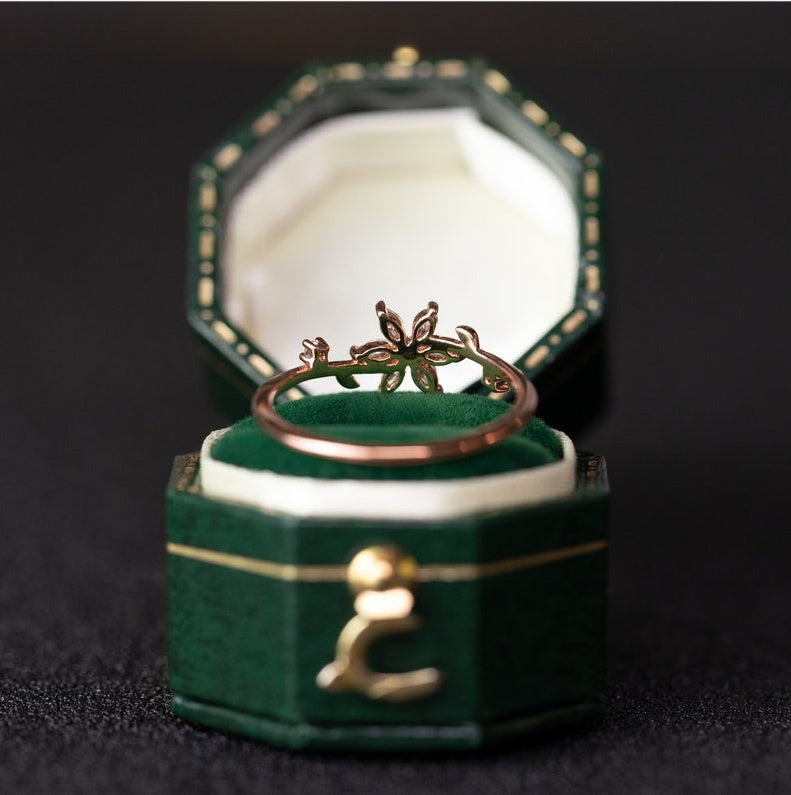 Floraler Ehering für Frauen 18K 14K Gold S925 Silber Diamantring