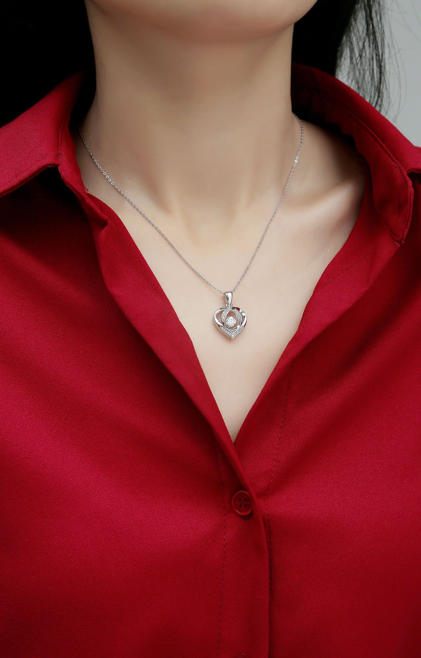 Herz, um Ihre luxuriöse Mode Diamant-Anhänger Halskette Set mit Mosan Diamant Silber Ornamente haben 