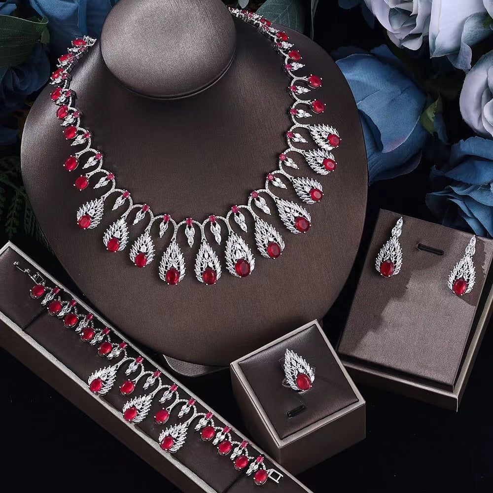 Glänzender Zirkon Brautschmuck Anzug Damenschmuck