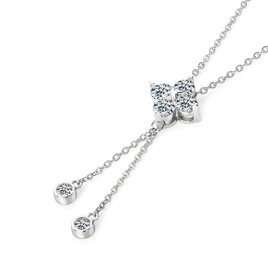 Women's Minority Simple Clover Tassel Pendant Necklace