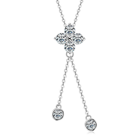 Women's Minority Simple Clover Tassel Pendant Necklace