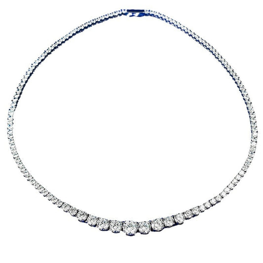 S925 Silver European And American Graceful And Fashionable Necklace Water Drop Round Diamond