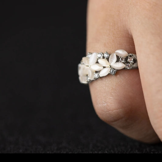 Floraler Ehering für Frauen 18K 14K Gold S925 Silber Diamantring