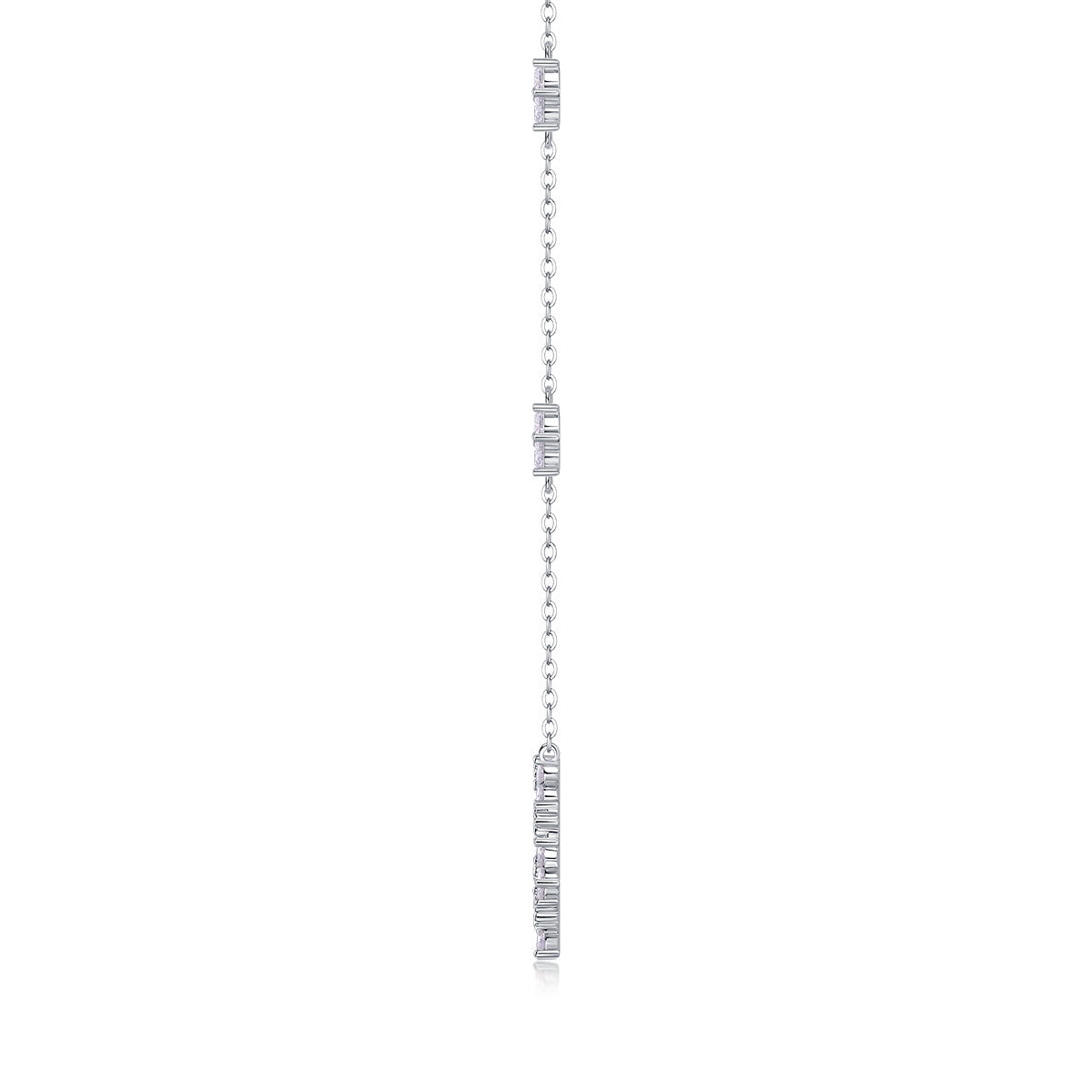 Iris Flower Luxurious Fashion Diamond Pendant Necklace Set With Mosan Diamond Silver Ornaments