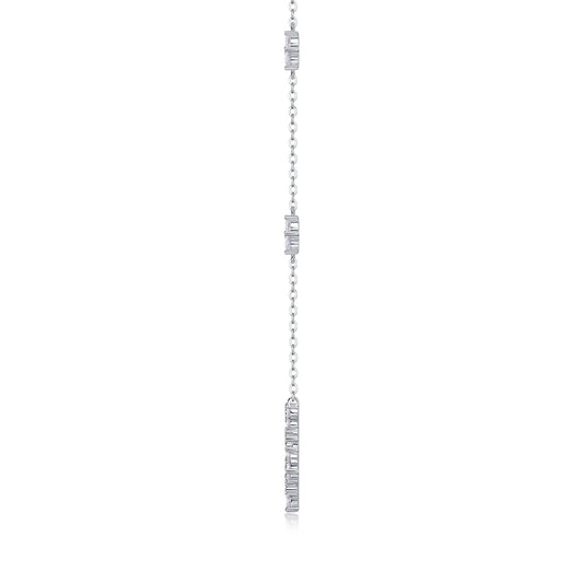 Iris Flower Luxurious Fashion Diamond Pendant Necklace Set With Mosan Diamond Silver Ornaments