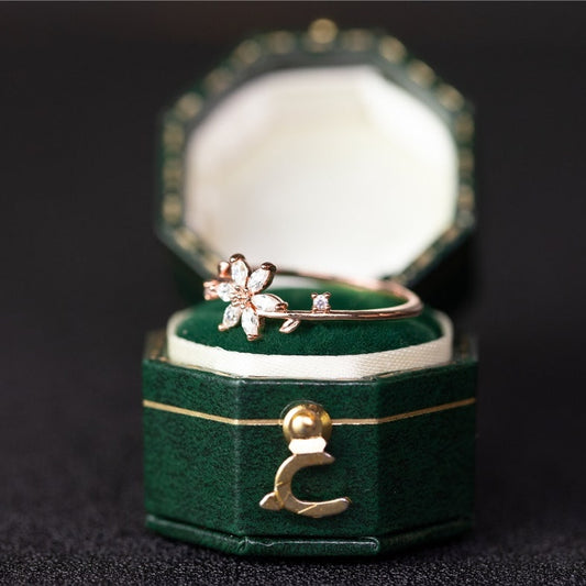 Floraler Ehering für Frauen 18K 14K Gold S925 Silber Diamantring