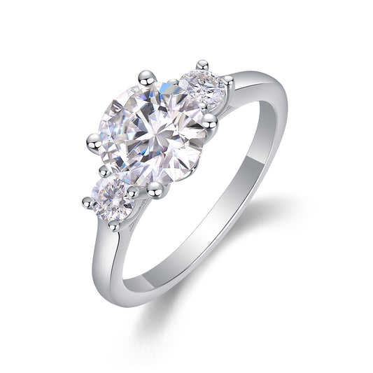 Großer Diamantring, luxuriöser Modeschmuck, Moissanit-Silberring 