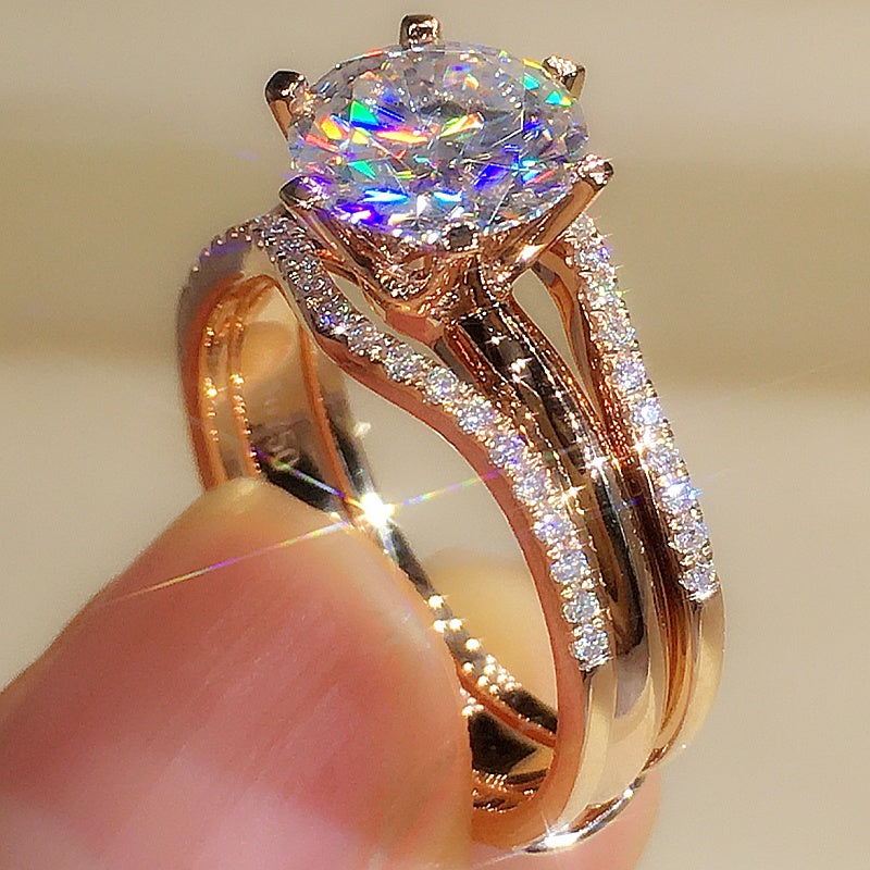 18 Karat Gold Zwei-in-Eins Mosonit für passenden Damenring