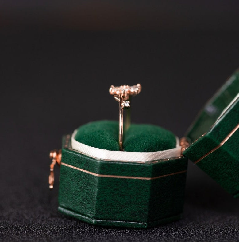 Floraler Ehering für Frauen 18K 14K Gold S925 Silber Diamantring
