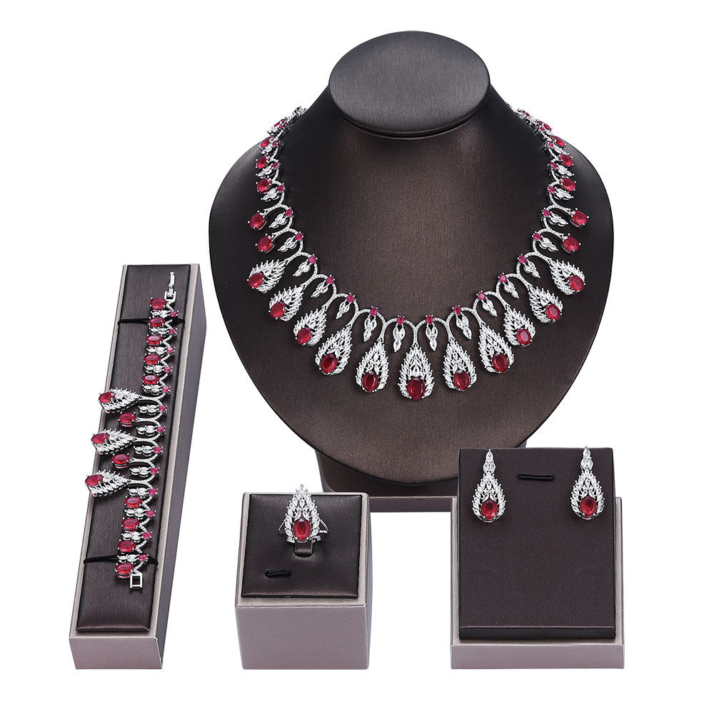 Glänzender Zirkon Brautschmuck Anzug Damenschmuck
